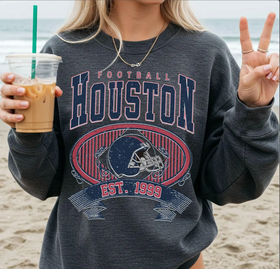Vintage 90s Retro Style Houston Texans Football, 90s Bootleg, T Shirt Retro Style Sweatshirt Crewneck, Vintage style Houston Texans fan