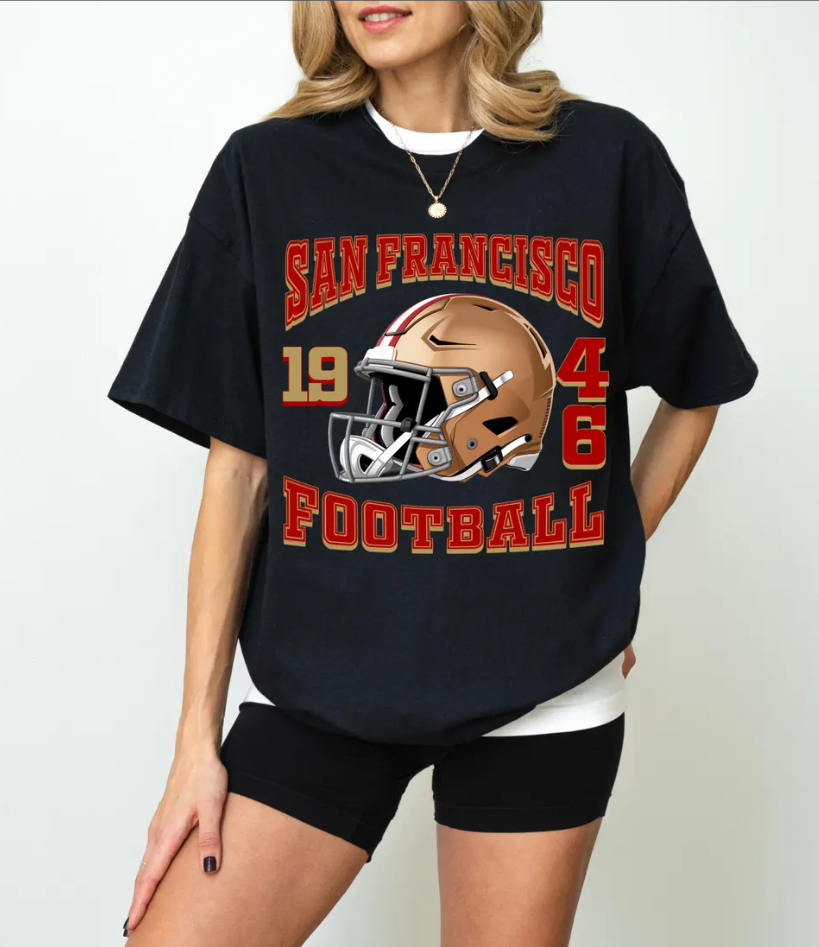 San Francisco 49ers Football Helmet 1946 T-Shirt,  Niners Fan Gear, SF Football Apparel, Team Pride Outfit