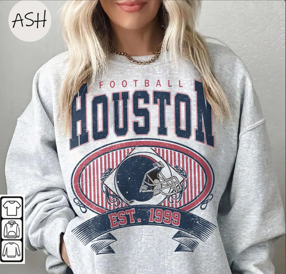 Vintage 90s Retro Style Houston Texans Football, 90s Bootleg, T Shirt Retro Style Sweatshirt Crewneck, Vintage style Houston Texans fan