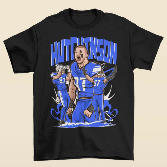 Aidan Hutchinson Cartoon Style Detroit Football T-Shirt