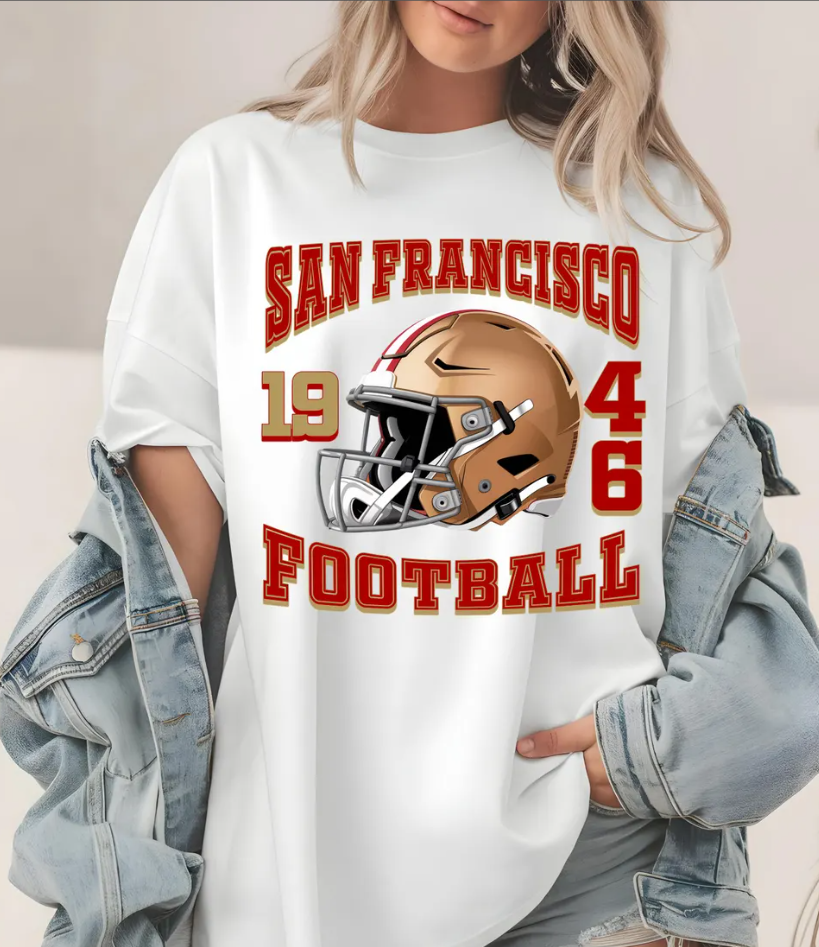 San Francisco 49ers Football Helmet 1946 T-Shirt,  Niners Fan Gear, SF Football Apparel, Team Pride Outfit