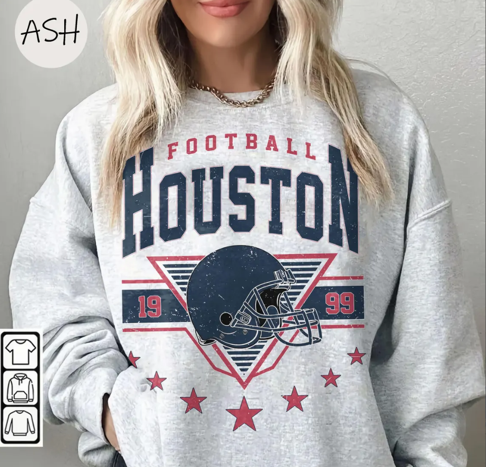 Vintage 90s Retro Style Houston Texans Football, 90s Bootleg, T Shirt Retro Style Sweatshirt Crewneck, Vintage style Houston Texans fan