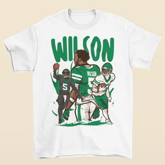 Garrett Wilson Cartoon Style New York Football T-Shirt