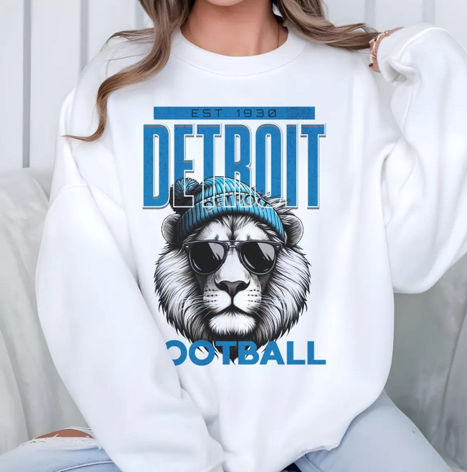 Detroit Football Sweatshirt, Lion Football Crewneck, Retro Detroit Football Shirt, Lion Football Gift, Detroit Sweatshirt, Detroit Lion