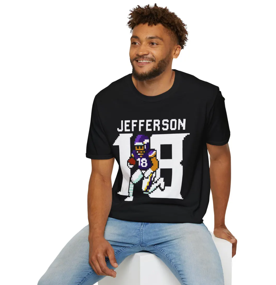 Justin Jefferson NFL T-Shirt, Minnesota Vikings Football Fan Tee, Purple Gold Sports Gift, Unisex Casual Athletic Tee, Game Day Apparel