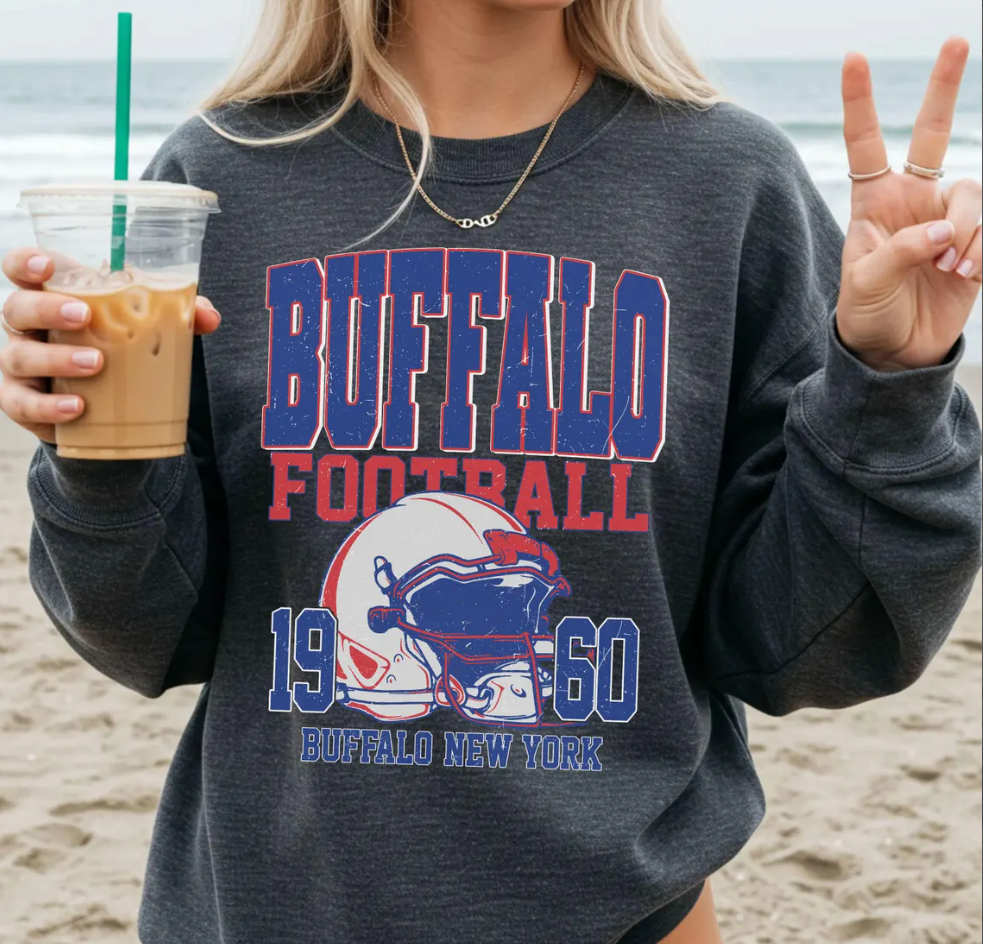 Vintage 90s Style Buffalo Football Sweatshirt, Game Day Shirt, Buffalo Team Football Shirt, Sunday Buffalo, Sport Shirt, Buffalo Football