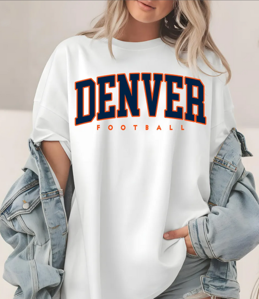 Denver Football Comfort Colors T-Shirt, City Pride, Sports Fan Gift, College Style Tee, Retro Design, Game Day Apparel