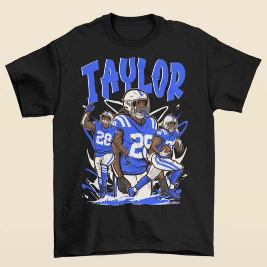 Jonathan Taylor Cartoon Style Indianapolis Football T-Shirt