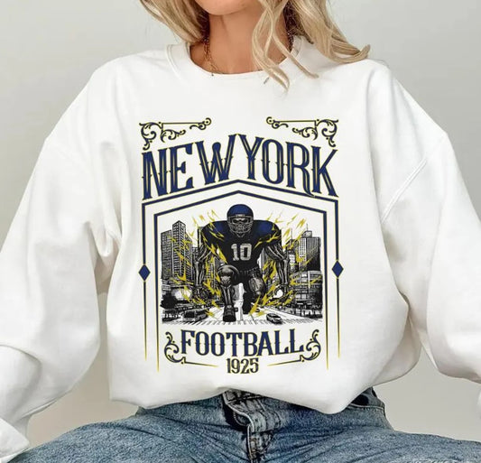 New York Football Skull Vintage Sweatshirt,Gifts for New York Fans, Football Game Day Shirt,New York Football Crewneck Shirt, Football Shirt