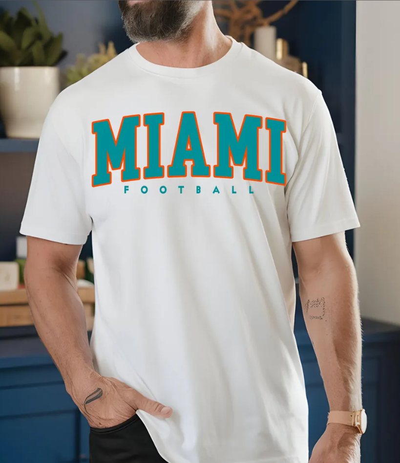 Miami Football Comfort Colors T-Shirt, Sport Fan Tee, Team Spirit Shirt, Miami Dolphins, Trending T Shirts, Dolphins Tee