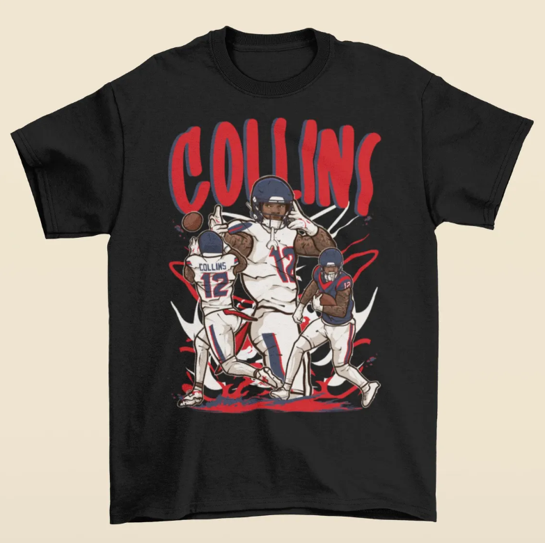 Nico Collins Cartoon Style Houston Football T-Shirt