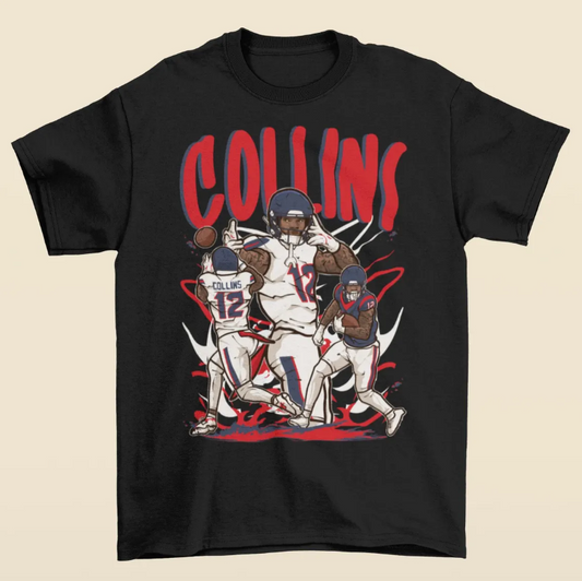 Nico Collins Cartoon Style Houston Football T-Shirt