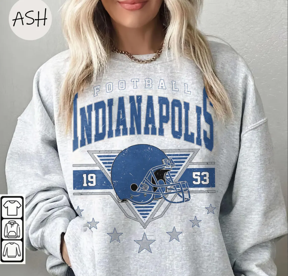 Vintage 90s Style Indianapolis Football Sweatshirt, Game Day, Indianapolis Team Football Shirt, Sunday Indianapolis, Indianapolis Football
