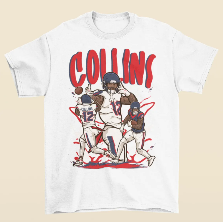 Nico Collins Cartoon Style Houston Football T-Shirt