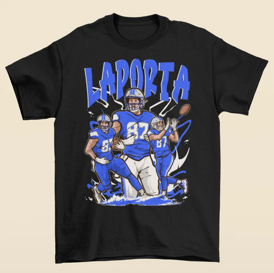 Sam LaPorta Cartoon Style Detroit T-Shirt