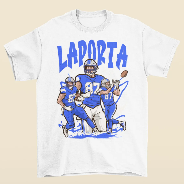 Sam LaPorta Cartoon Style Detroit T-Shirt