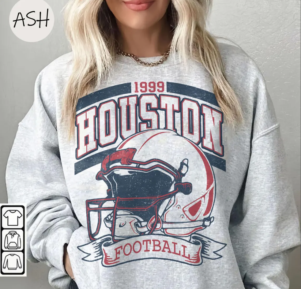 Vintage 90s Retro Style Houston Texans Football, 90s Bootleg, T Shirt Retro Style Sweatshirt Crewneck, Vintage style Houston Texans fan