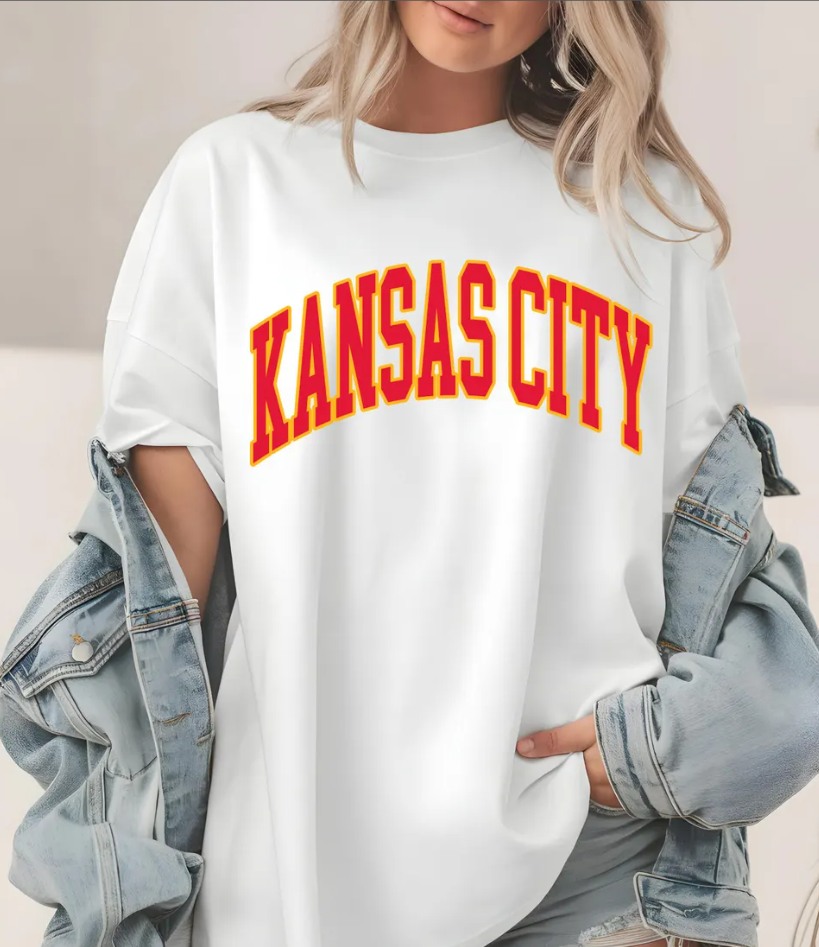 Kansas City Football T-Shirt, Comfort Colors Sweatshirt, KC Pride Apparel, Football Fan Gift, Red and Gold, Trendy KC Design