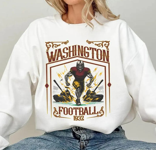 Washington Football Skull Vintage Sweatshirt,Gifts for Washington Fans,Football Game Day Shirt,Washington Football Crewneck Shirt,Football