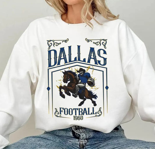 Dallas Football Skull Vintage Sweatshirt,Gifts for Dallas Fans,Football Game Day Sweatshirt,Dallas Football Crewneck Shirt,Football shirt