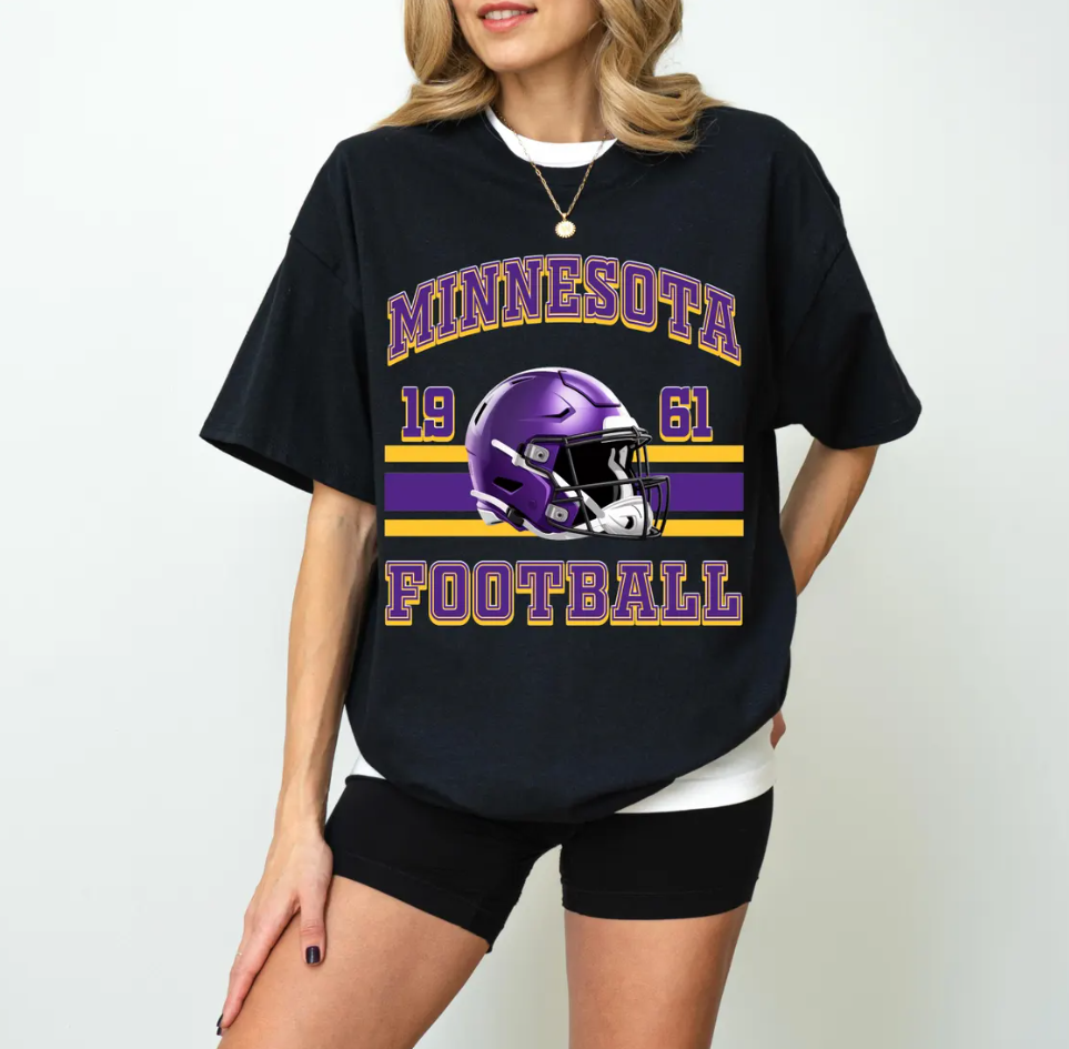 Minnesota Football Helmet 1961 T-Shirt  Tee, Purple and Gold MN Design, Fan Apparel, Game Day Outfit