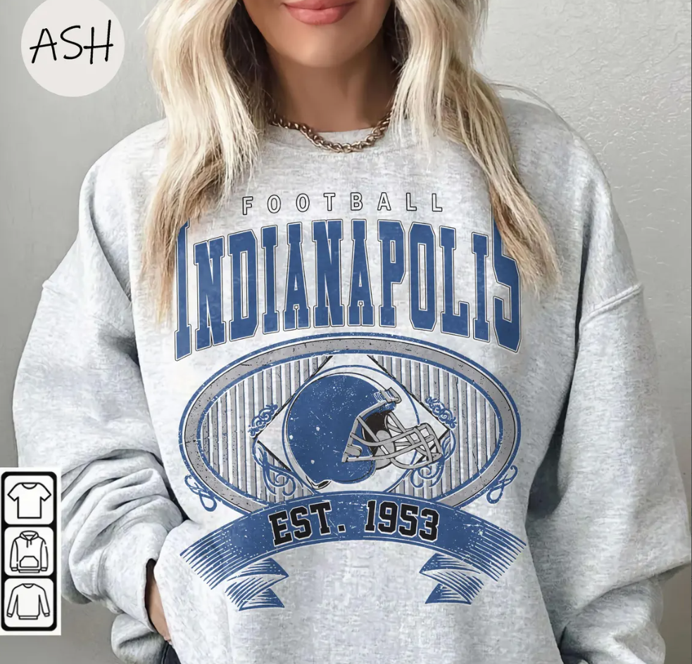 Vintage 90s Style Indianapolis Football Sweatshirt, Game Day, Indianapolis Team Football Shirt, Sunday Indianapolis, Indianapolis Football
