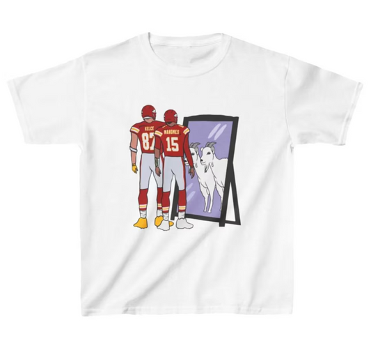 Youth T-Shirt Travis Kelce and Patrick Mahomes Mirror GOATs Tee Kids