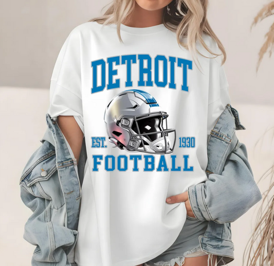 Detroit Football Helmet T-Shirt, Detroit Lions Tee, Sports Fan Apparel, Game Day Outfit, Football Season