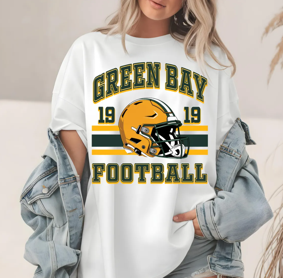 Green Bay Football T-Shirt Sweatshirt, Comfort Colors Green Bay, Football Helmet Tee, Gift for Packers Fan, Packers Football Gear