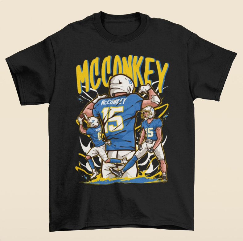 Ladd McConkey Cartoon Style Los Angeles Football T-Shirt