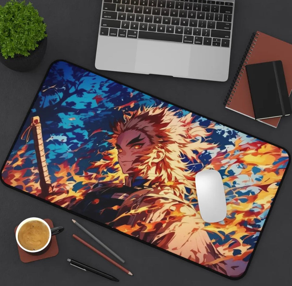 Anime Demon Slayer Kyojuro Rengoku Desk Mat, Mouse Pad, Choose Size