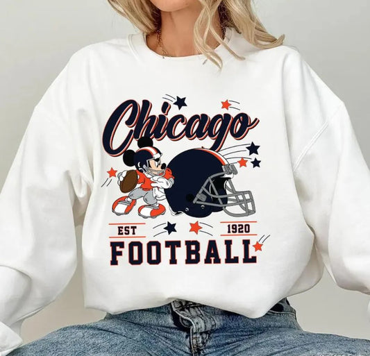 Vintage Chicago Football Sweatshirt, Retro Cartoon Graphic Pullover, 90s Style Sports Fan Sweater, Unisex Cozy Crewneck, Football shirt