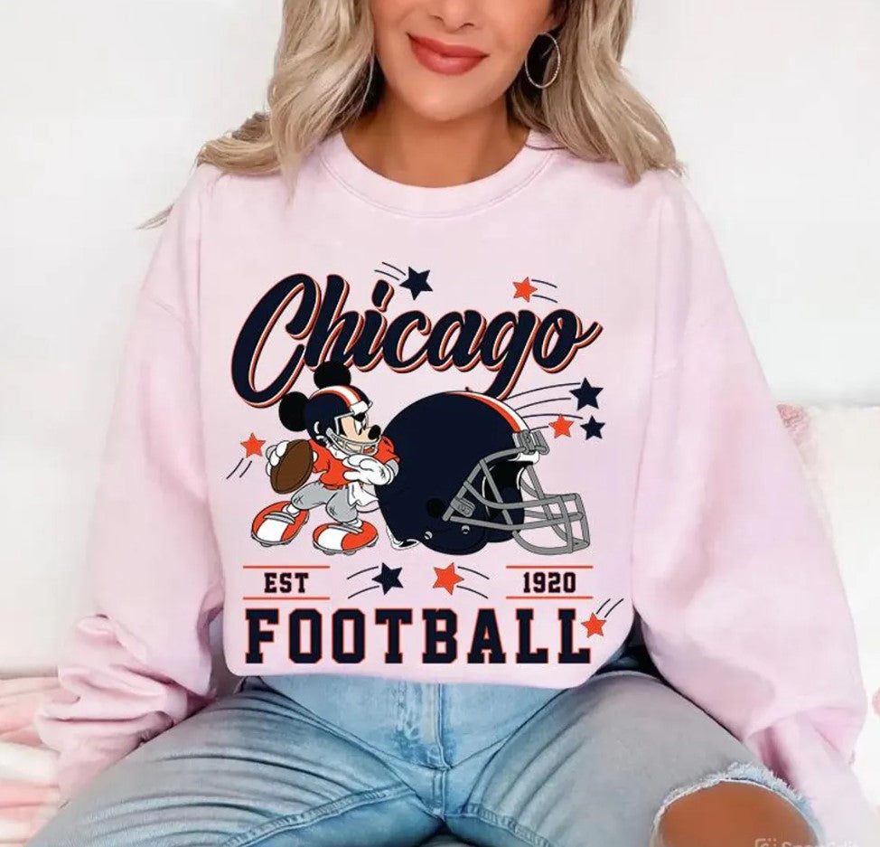 Vintage Chicago Football Sweatshirt, Retro Cartoon Graphic Pullover, 90s Style Sports Fan Sweater, Unisex Cozy Crewneck, Football shirt