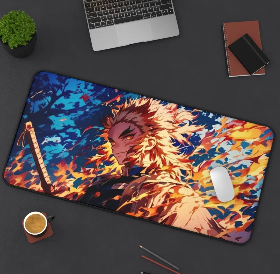 Anime Demon Slayer Kyojuro Rengoku Desk Mat, Mouse Pad, Choose Size