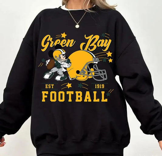 Vintage Green Bay Football Sweatshirt, Retro Cartoon Graphic Pullover, 90s Style Sports Fan Sweater, Unisex Cozyt Crewneck, Football shir