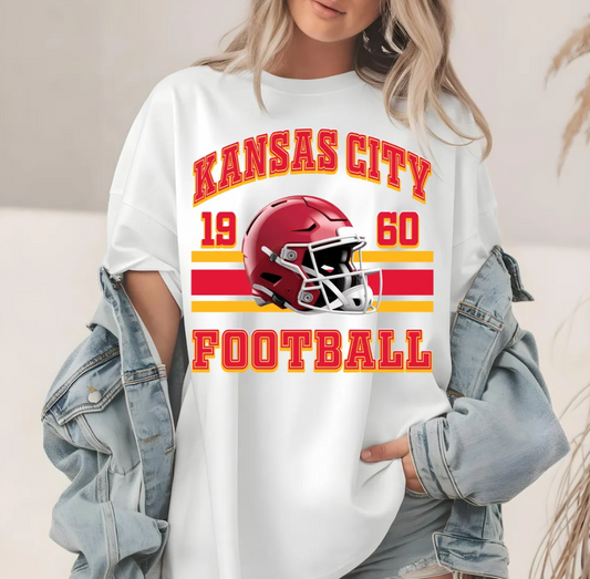 Kansas City Football T-Shirt, Chiefs Sweatshirt, Apparel, 1960 Helmet Design, City Pride, Fan Gear, Game Day Attire