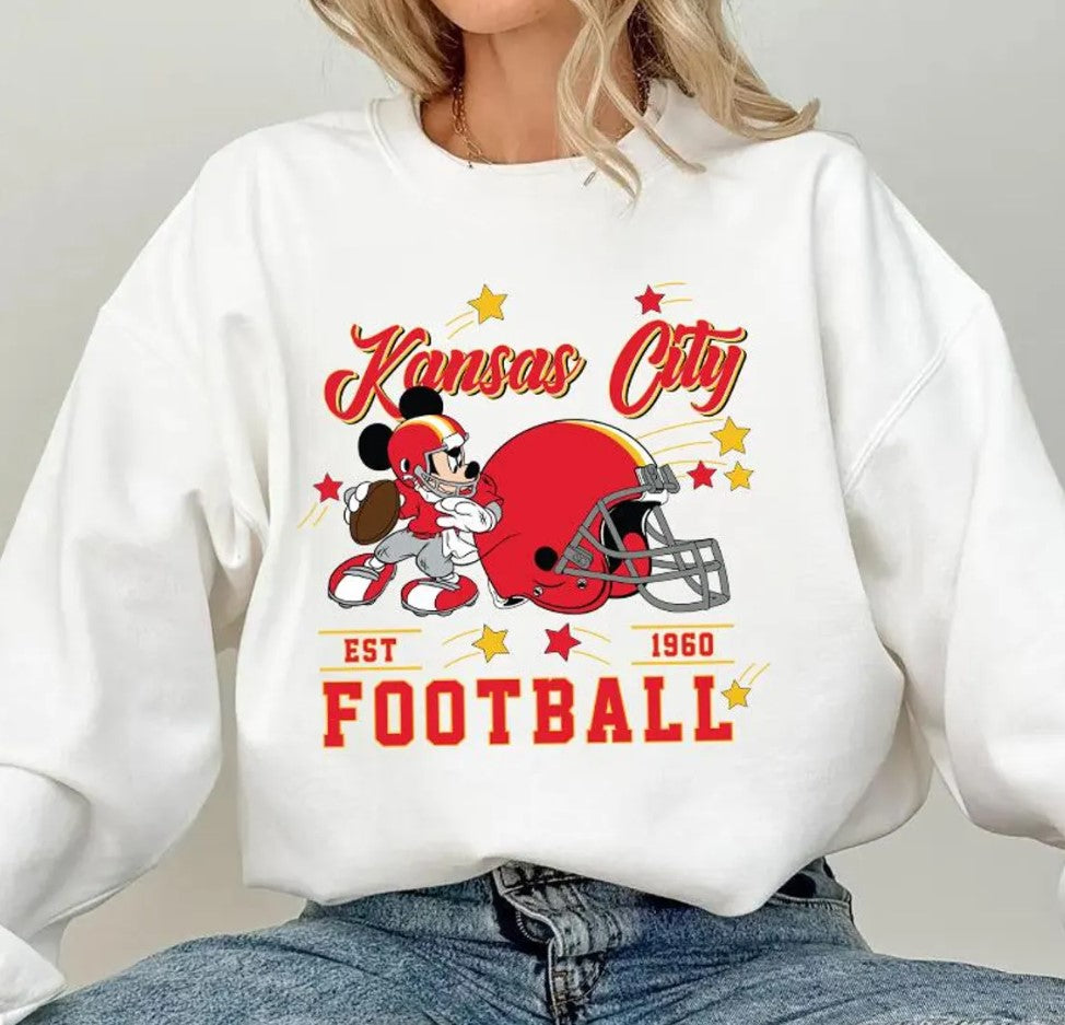 Vintage Kansas City Football Sweatshirt, Retro Cartoon Graphic Pullover, 90s Style Sports Fan Sweater, Unisex Cozyt Crewneck, Football shirt