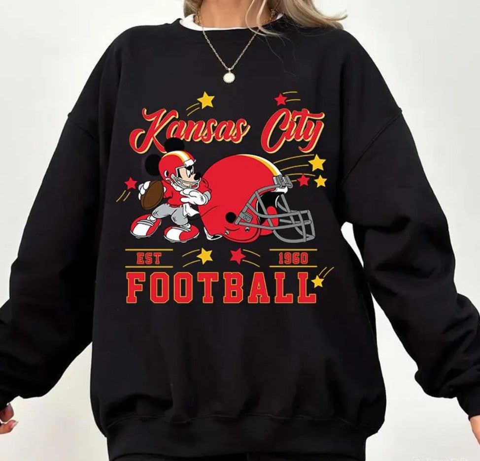 Vintage Kansas City Football Sweatshirt, Retro Cartoon Graphic Pullover, 90s Style Sports Fan Sweater, Unisex Cozyt Crewneck, Football shirt