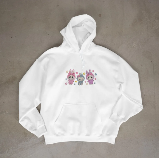 LABUBU Embroidered Hoodie - Viral Trending Shirt - Streetwear Hoodie - Embroidered Character Shirt - Cute Labubu Sweatshirt