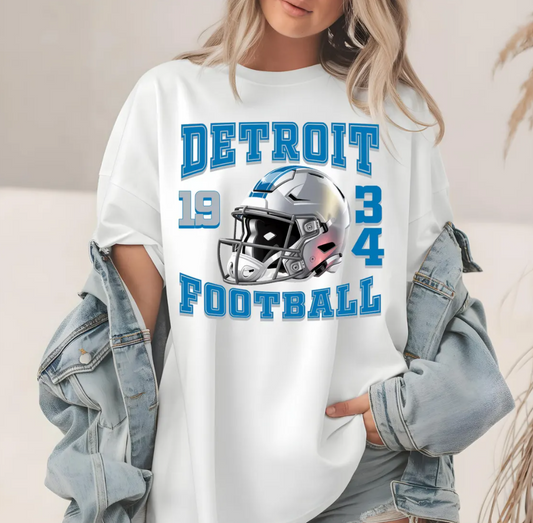Detroit Football T-Shirt, Detroit Sweatshirt, Lions Football Gift, 1934, Detroit Pride, Football Helmet Tee, Fan Apparel