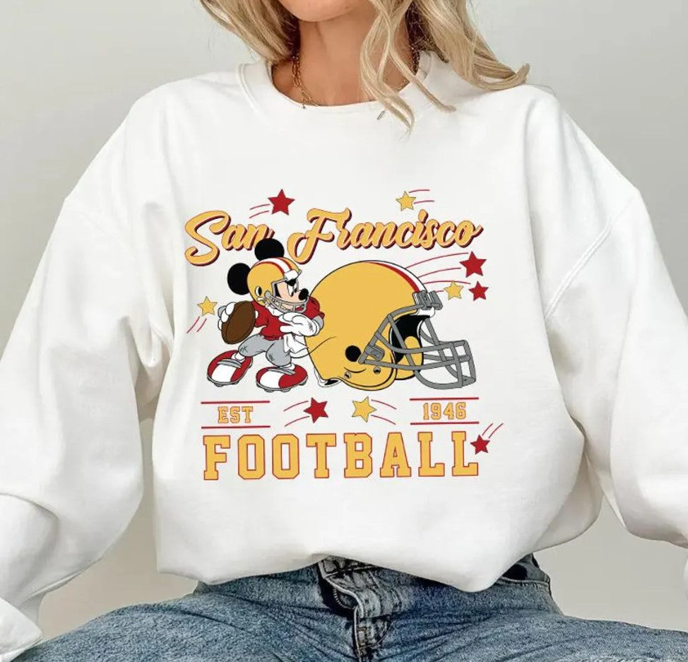 Vintage San Francisco Football Sweatshirt, Retro Cartoon Graphic Pullover, 90s Style Sports Fan Sweater, Unisex Cozyt Crewneck, Football tee