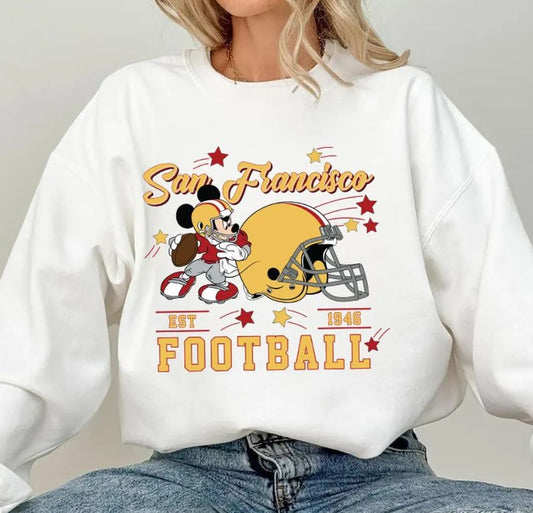 Vintage San Francisco Football Sweatshirt, Retro Cartoon Graphic Pullover, 90s Style Sports Fan Sweater, Unisex Cozyt Crewneck, Football tee