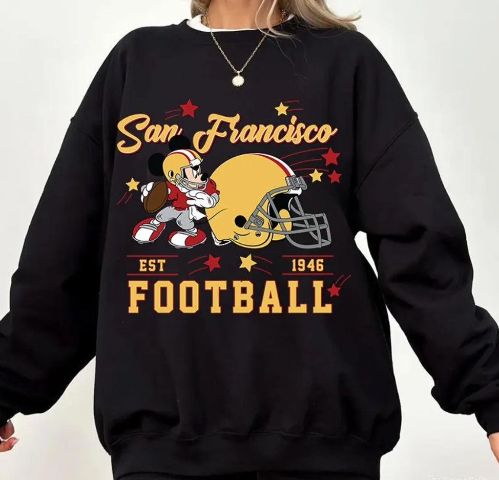 Vintage San Francisco Football Sweatshirt, Retro Cartoon Graphic Pullover, 90s Style Sports Fan Sweater, Unisex Cozyt Crewneck, Football tee