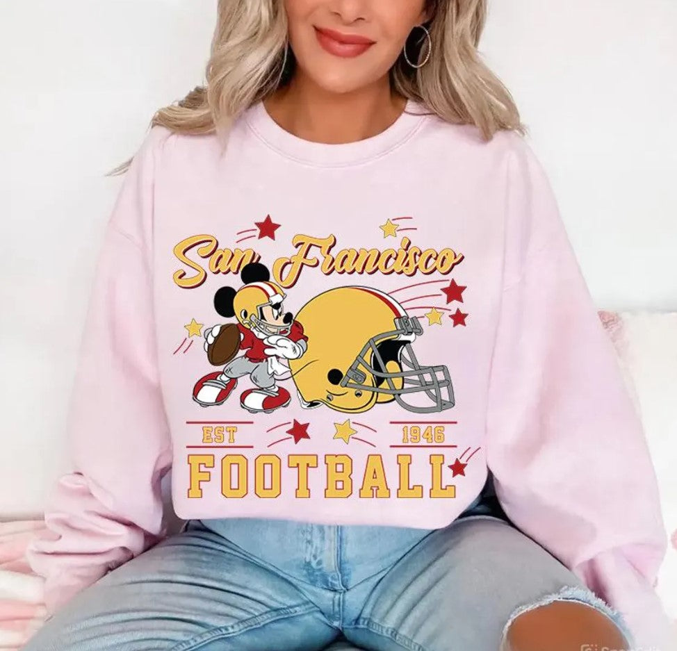 Vintage San Francisco Football Sweatshirt, Retro Cartoon Graphic Pullover, 90s Style Sports Fan Sweater, Unisex Cozyt Crewneck, Football tee