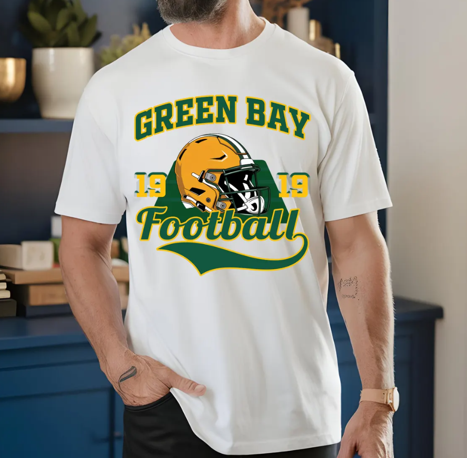 Green Bay Footbal T-Shirt, Vintage Helmet, 1919, Team Apparel, Fan Gear, Gift for Football Fan