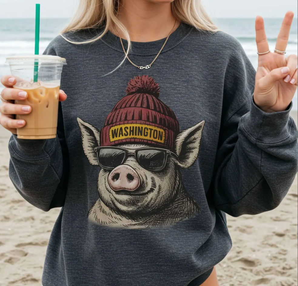 Vintage 90s Washington Football Mascot Sweatshirt T-Shirt,Washington Crewneck Commander Sweater,Washington Fan Gift,Washington T-Shirt