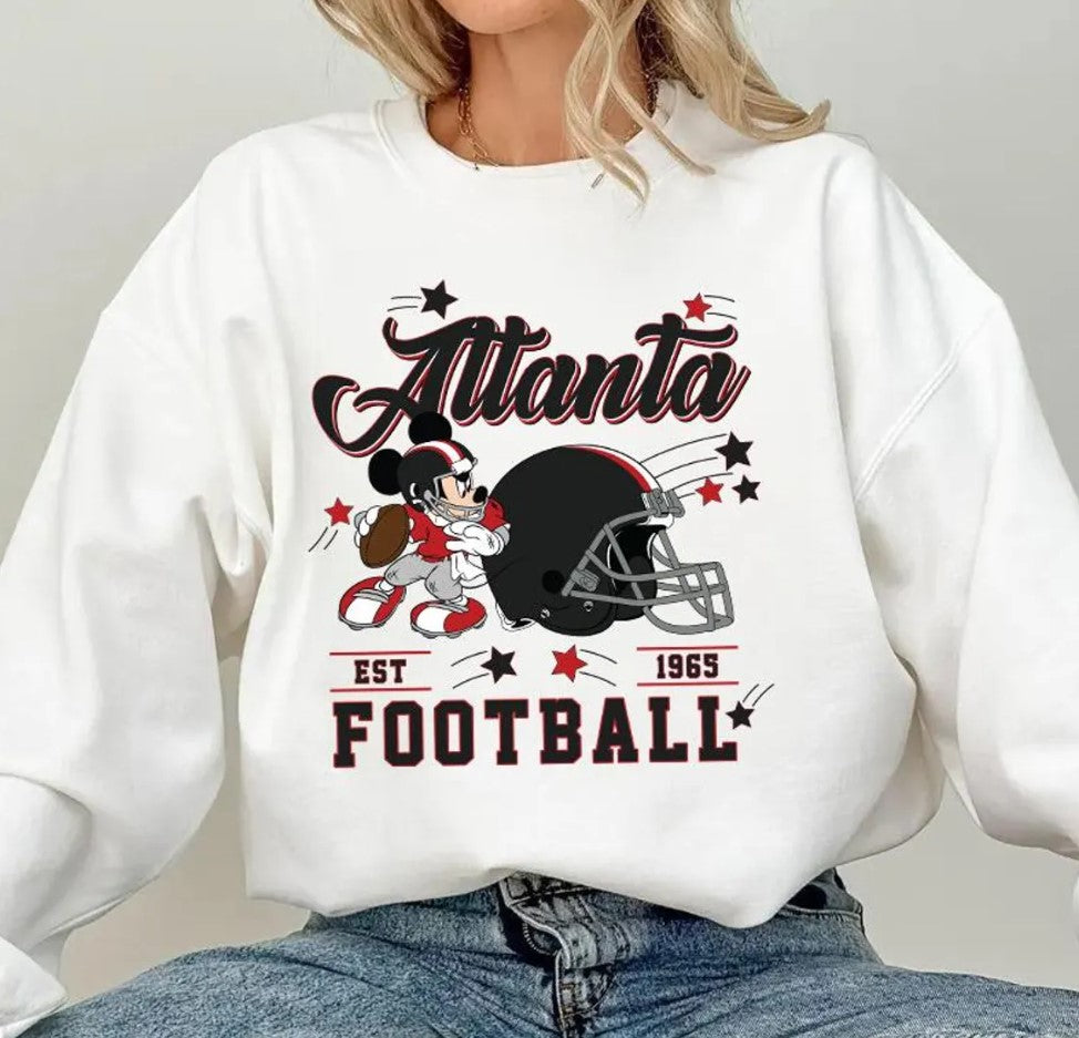 Vintage Atlanta Football Sweatshirt, Retro Cartoon Graphic Pullover, 90s Style Sports Fan Sweater, Unisex Cozy Crewneck, Football shirt