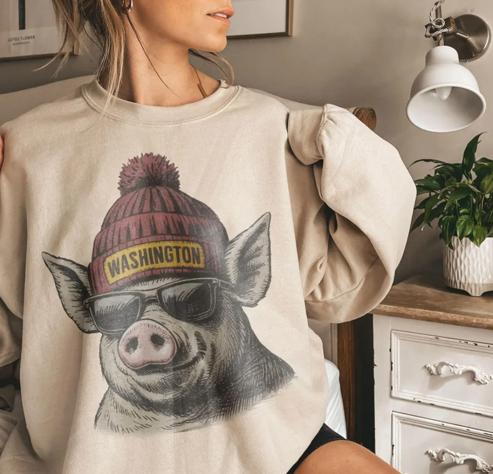 Vintage 90s Washington Football Mascot Sweatshirt T-Shirt,Washington Crewneck Commander Sweater,Washington Fan Gift,Washington T-Shirt