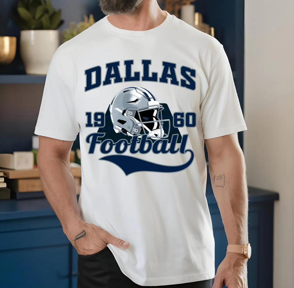 Dallas Football T-Shirt, Established 1960, Gridiron Graphic Tee, Vintage Style, Game Day Apparel, Sports Fan Gear