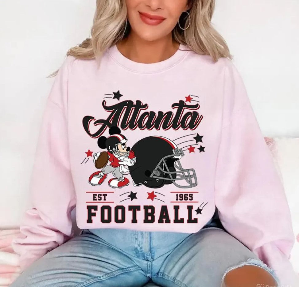 Vintage Atlanta Football Sweatshirt, Retro Cartoon Graphic Pullover, 90s Style Sports Fan Sweater, Unisex Cozy Crewneck, Football shirt